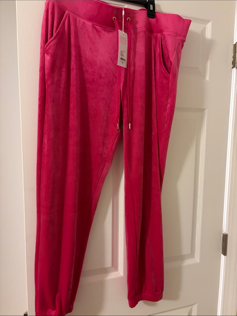 Women’s Velour Drawstring Jogger Pants - Hot Pink